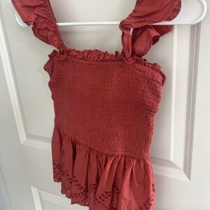 Mauve Top with Ruffled shoulders